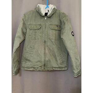 Kids Quiksilver Jacket  Size L  Black Quilted Zip-Up Outdoor Casual